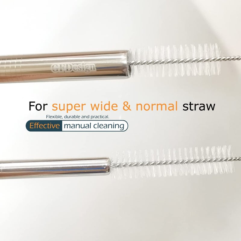 GFDesign Drinking Straw Cleaning Brushes Set 12"" Extra Long 12mm Extra Wide Pipe Tube Cleaner Nylon Bristles Stainless Steel Handle - 12"" x 1/2"" (12mm) - Set of 4 - Image 4
